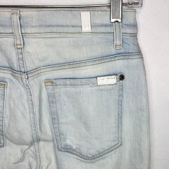 7 For All Mankind Patched and Distressed Jeans Skinny Light Wash 27x28 RARE - Picture 8 of 8